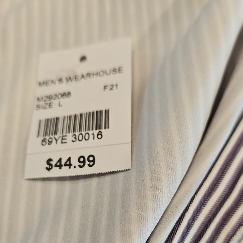 Kenneth Cole Men's Black Purple and White Striped Dress Shirt Slim Fit - Picture 11 of 11